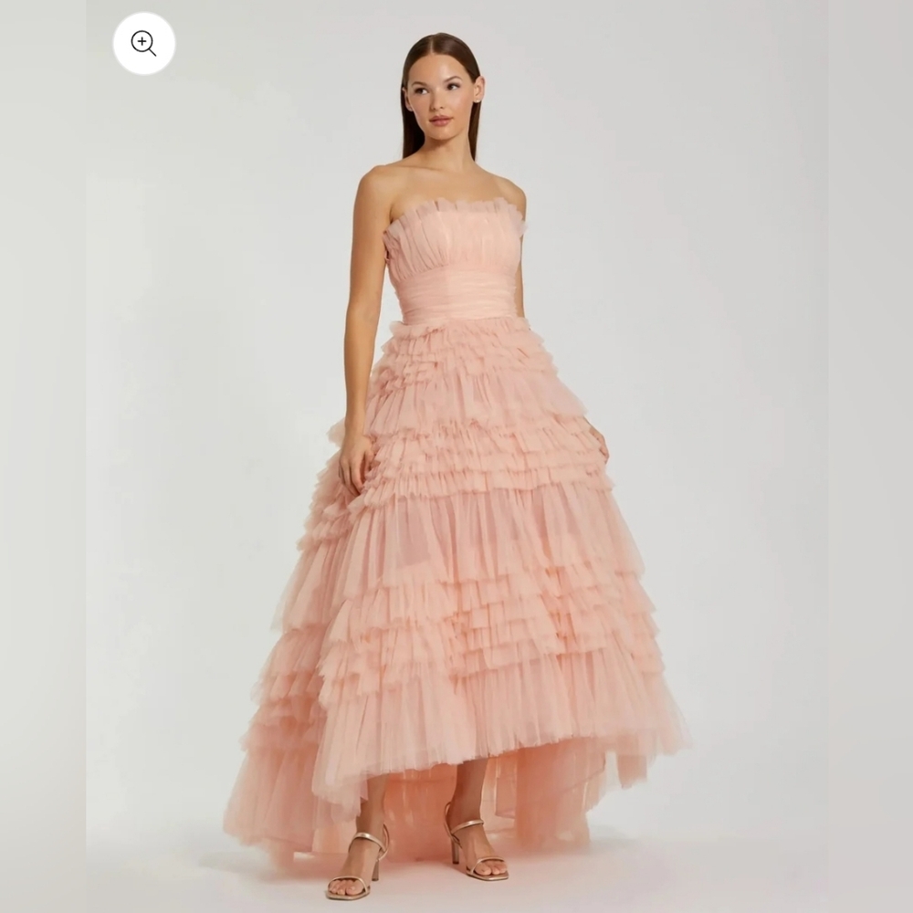 Pink Strapless Tulle Ruffle GownRegular price$798 USD